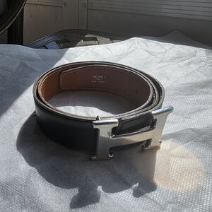 CLOSING CLOSET Hermes  Size 75 Black AN Brown Leather Belt